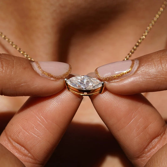 1/2 Carat Marquise Cut Solitaire Moissanite Diamond Pendant Necklace - EverlyCrafted