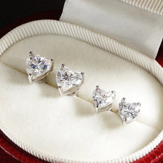 GENUINE 8 CTW Heart Moissanite Earrings in Solid 925 Silver & 18k Gold - EverlyCrafted