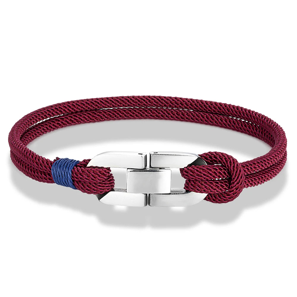 Double Strand Braided Rope Bracelet with Stainless Steel U-Buckle - EverlyCrafted