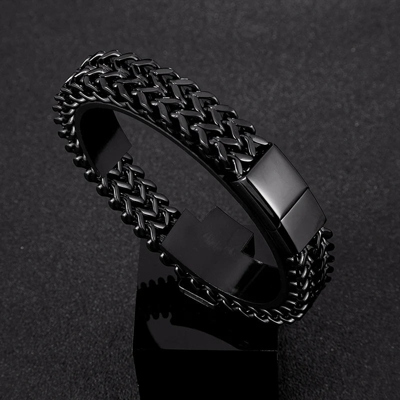 Punk Men's 12mm Wide Cuban Link Chain Bracelet