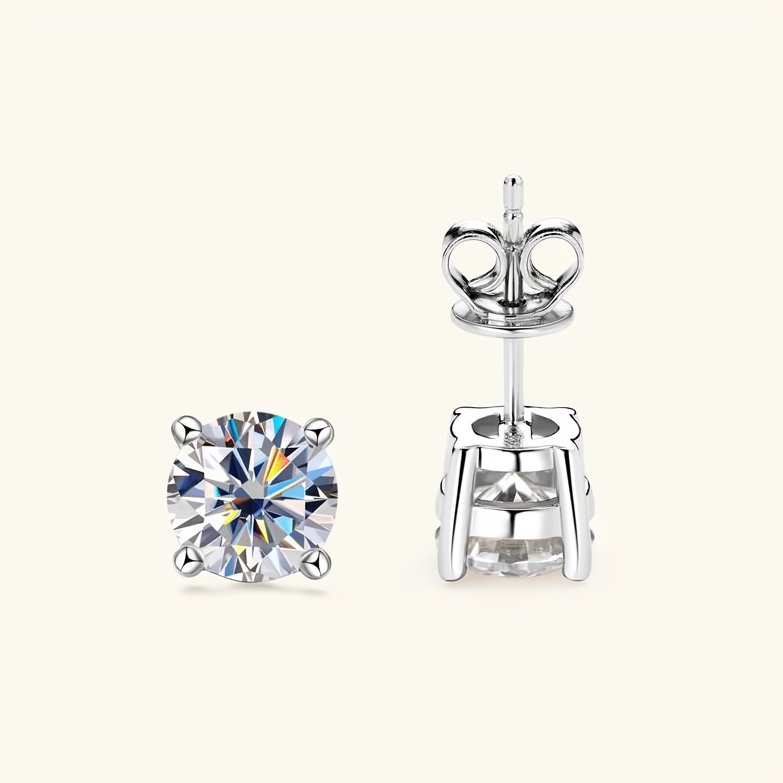 Moissanite Stud Earrings 0.3-2CT 925 Sterling Silver - EverlyCrafted