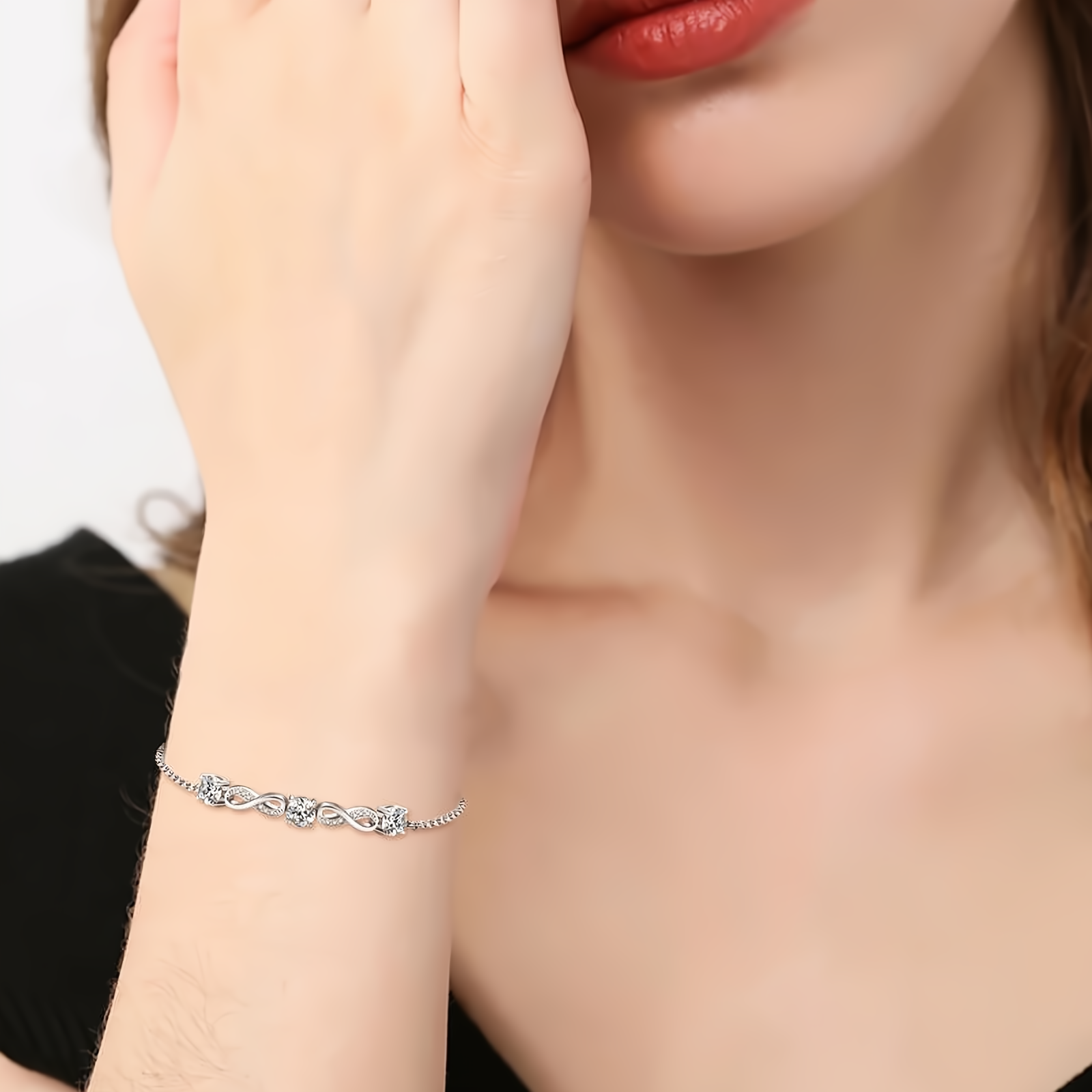 Moissanite Infinity Bracelet - 18k Gold Plated 925 Sterling Silver - EverlyCrafted