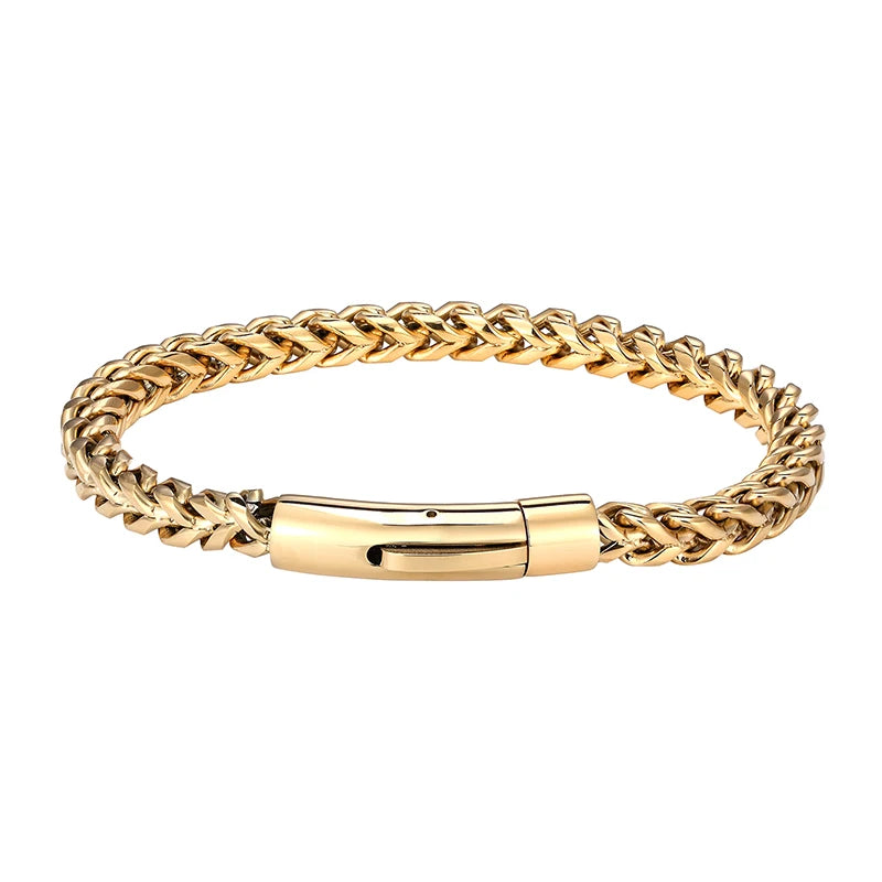 Men's Punk Rock Bicycle Chain Bracelet - 18k Gold Plated - EverlyCrafted