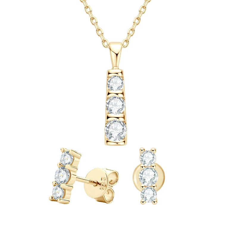 14K Gold Plated 925 Silver Moissanite Jewelry Set for Women - EverlyCrafted
