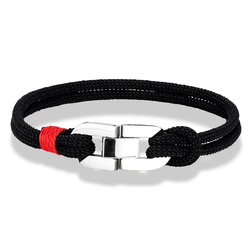Double Strand Braided Rope Bracelet with Stainless Steel U-Buckle - EverlyCrafted