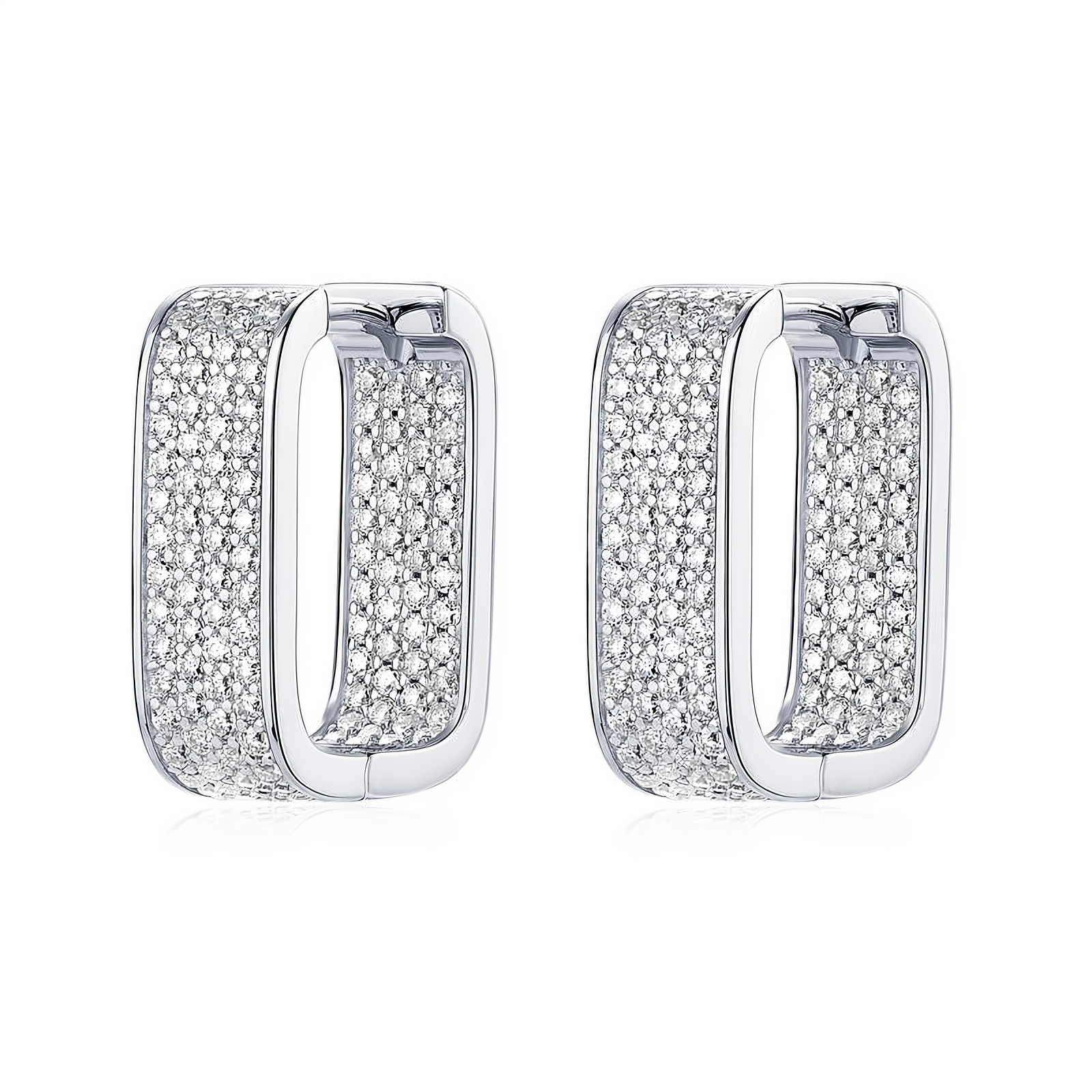 Full Moissanite Square Hoop Earrings in Silver 925