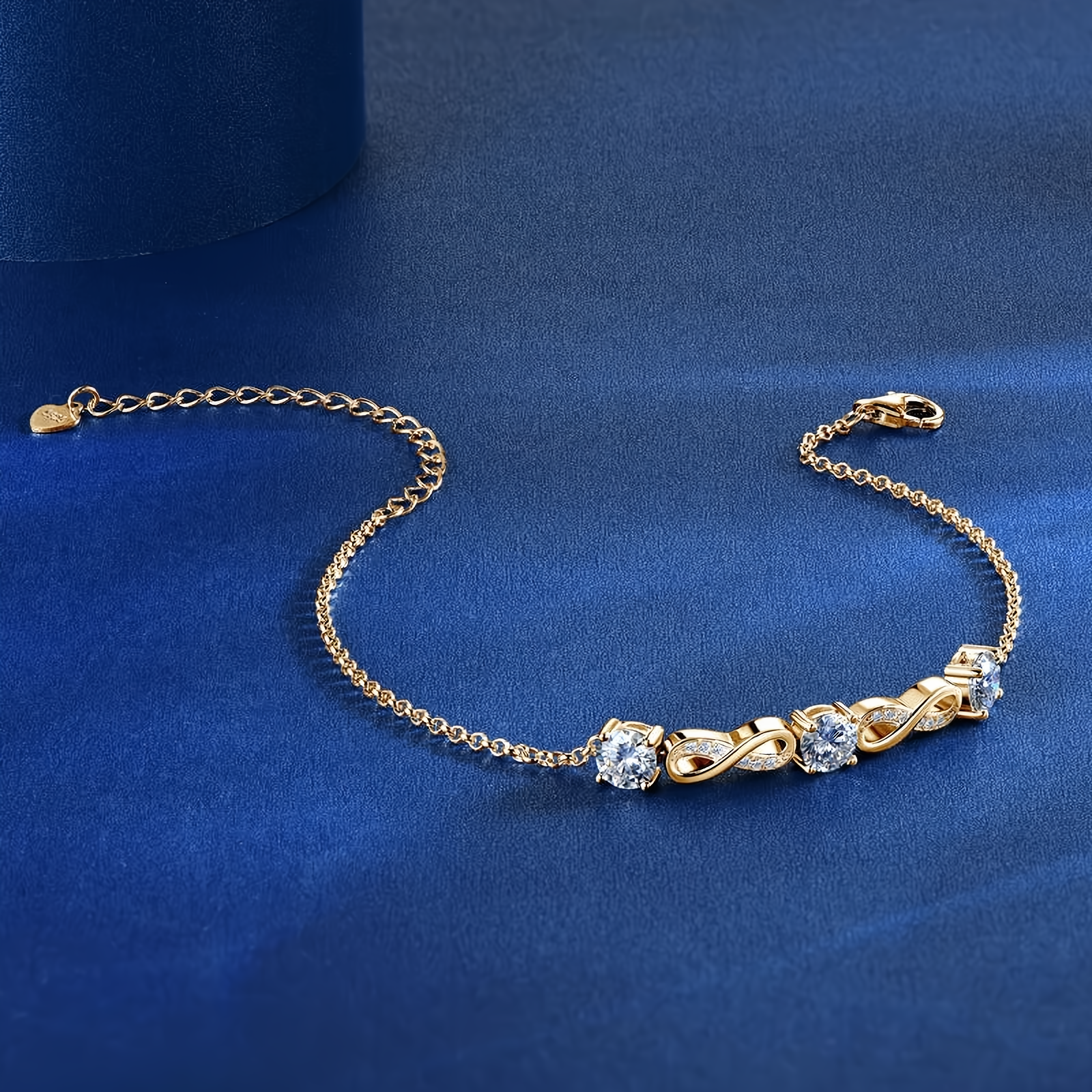 Moissanite Infinity Bracelet - 18k Gold Plated 925 Sterling Silver - EverlyCrafted