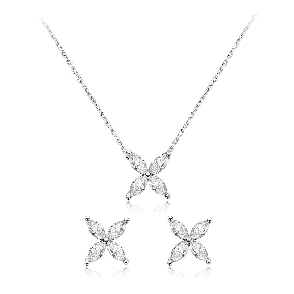 1.2 Carat D Color Moissanite Pendant Necklace for Women S925 Sterling Silver Earrings Sparkling Fine Jewelry Set Wedding Gift - EverlyCrafted