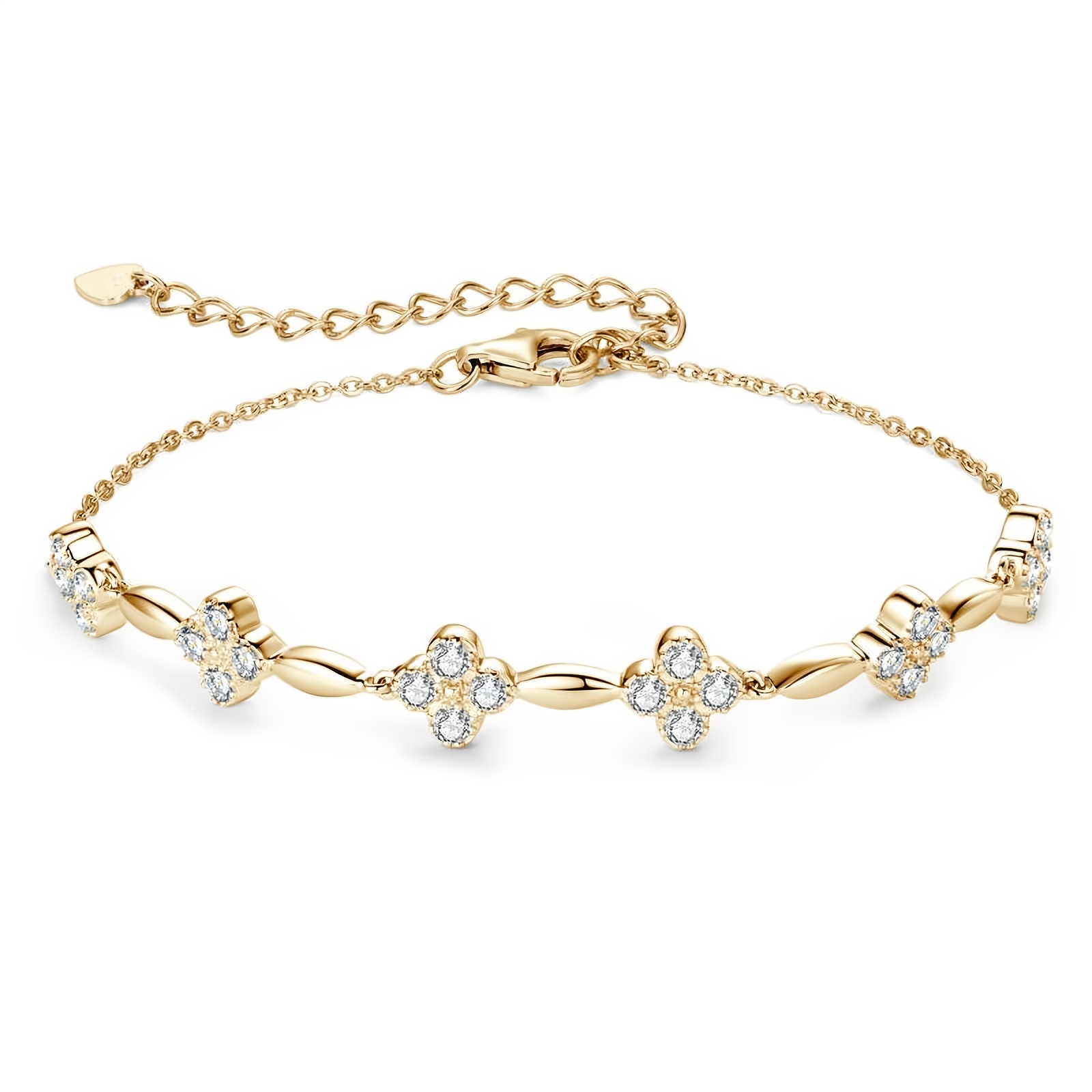Moissanite Flower Bracelet - 18k Gold Plated 925 Sterling Silver - EverlyCrafted