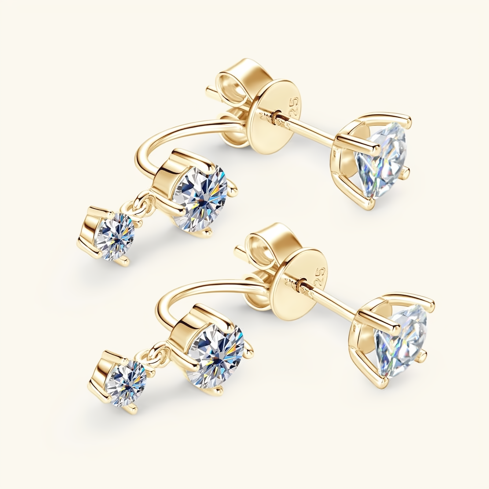 Moissanite 2.0 CTTW Stud Earrings in 925 Sterling Silver - EverlyCrafted