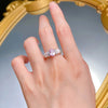 1CT Oval Moissanite Ring - Sparkling Pink Blue Diamond S925 Silver Wedding Band - EverlyCrafted