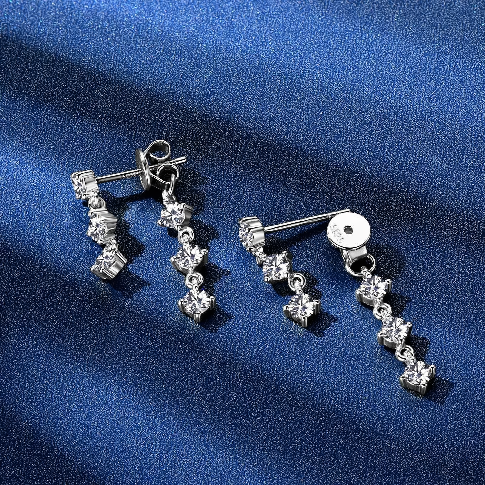 3mm Moissanite Tassel Drop Earrings in 925 Sterling Silver - EverlyCrafted