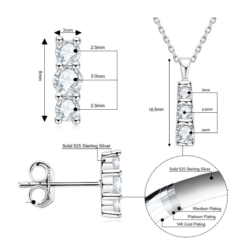 14K Gold Plated 925 Silver Moissanite Jewelry Set for Women - EverlyCrafted