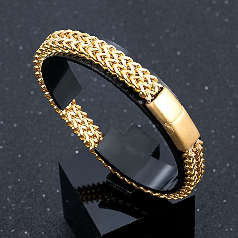 8MM Blue Stainless Steel Curb Chain Bracelet for Men & Women - EverlyCrafted