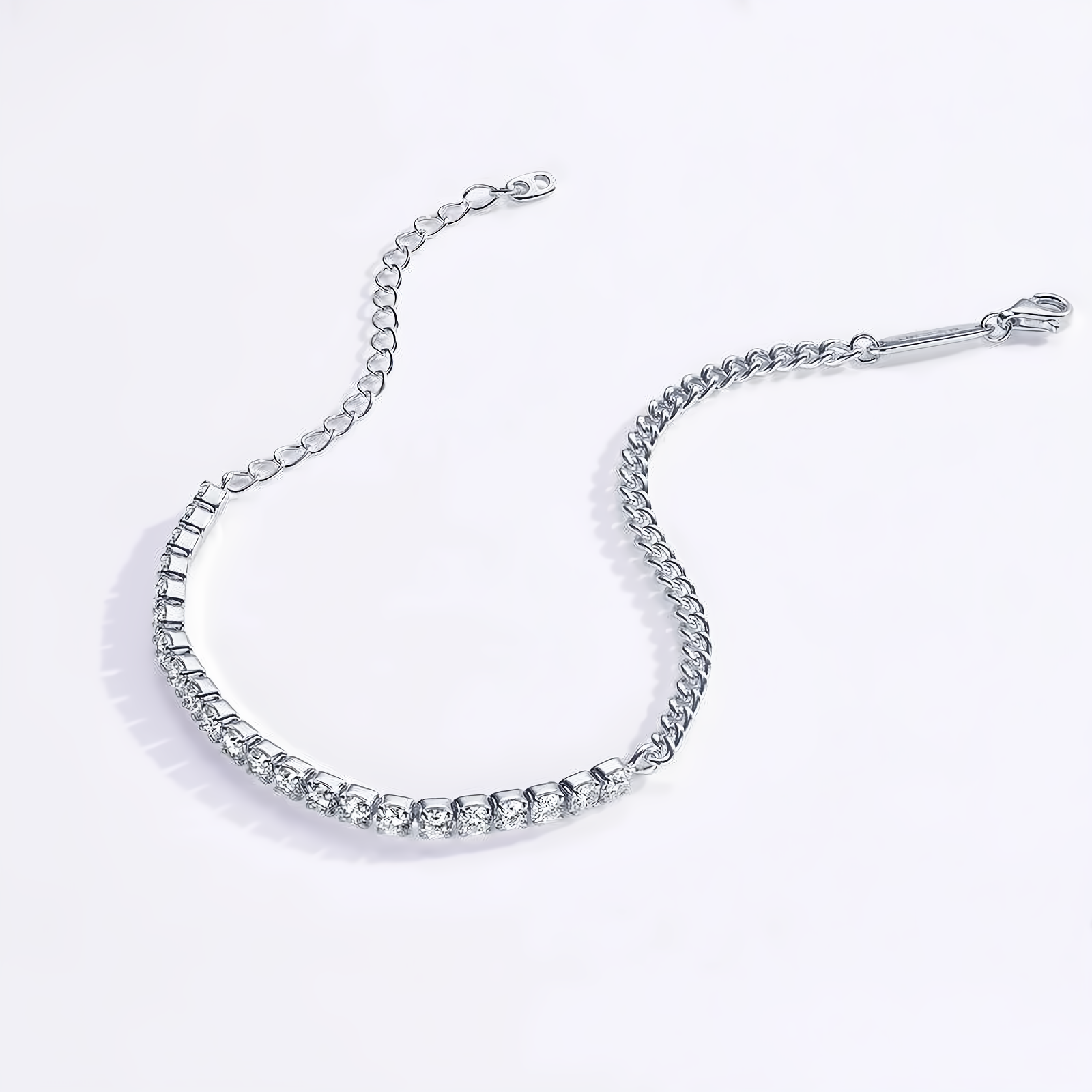 Moissanite Half Tennis Bracelet - 18k Gold Plated 925 Sterling Silver - EverlyCrafted