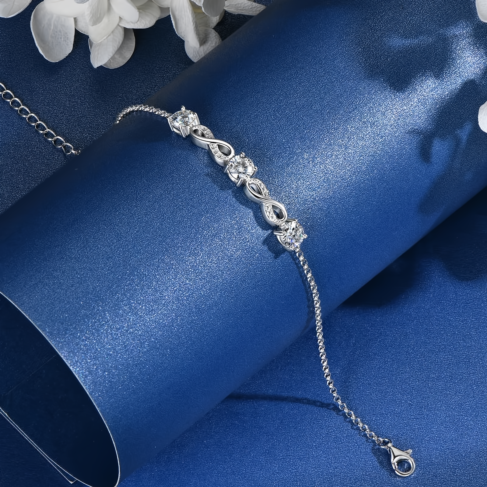 Moissanite Infinity Bracelet - 18k Gold Plated 925 Sterling Silver - EverlyCrafted