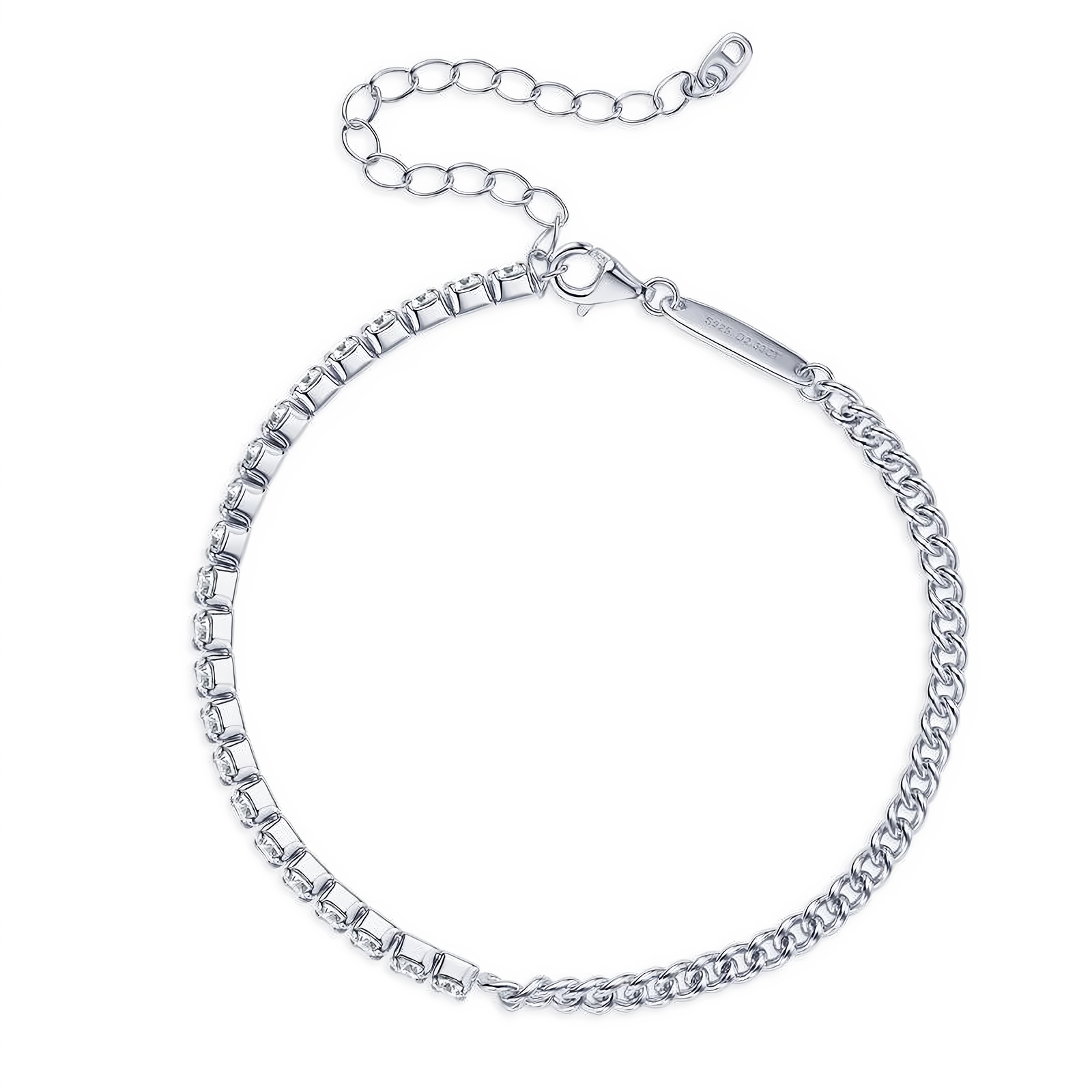 Moissanite Half Tennis Bracelet - 18k Gold Plated 925 Sterling Silver - EverlyCrafted