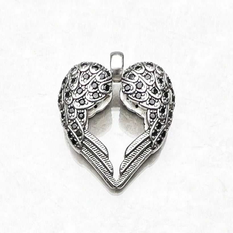 Sterling Silver Heart Wings Pendant Jewelry for Men and Women