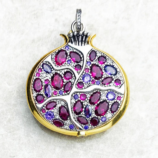 Large Pomegranate Pendant - 925 Sterling Silver Jewelry