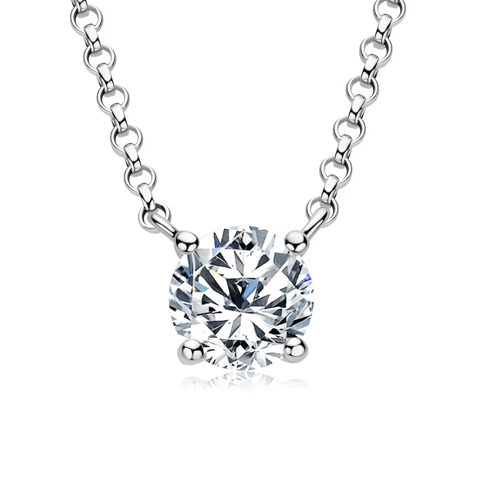 Moissanite Pendant Necklace 925 Sterling Silver