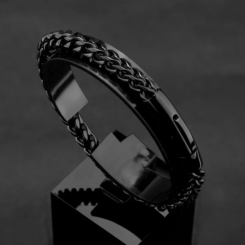 Men's Punk Rock Bicycle Chain Bracelet - 18k Gold Plated - EverlyCrafted
