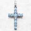 Sterling Silver Aquamarine Cross Pendant - Fine Jewelry