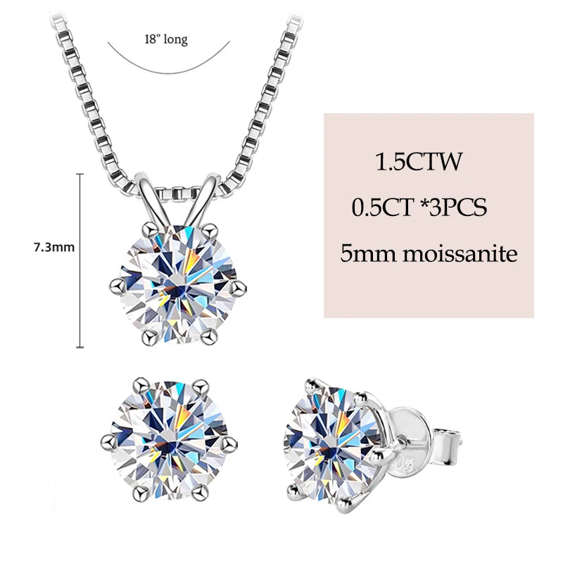 925 Silver Moissanite Jewelry Set with Gold Plating - EverlyCrafted