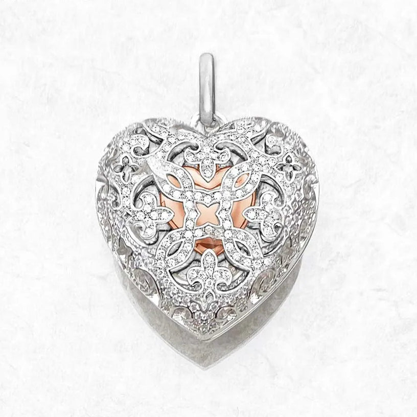 925 Sterling Silver Heart Locket Pendant Jewelry for Women