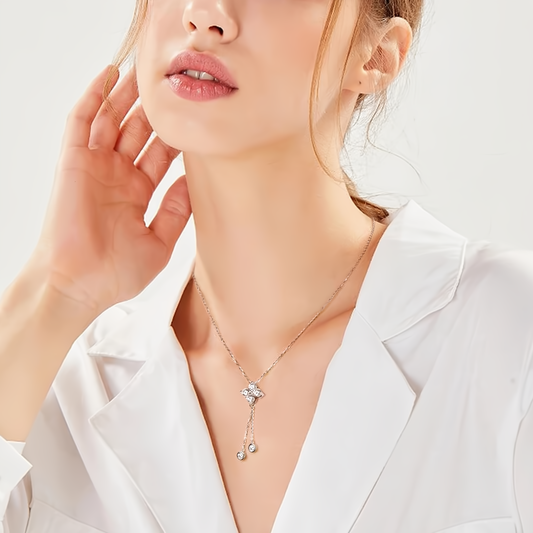 Moissanite Four Leaf Clover Pendant Necklace - 925 Sterling Silver 2.20CTW - EverlyCrafted