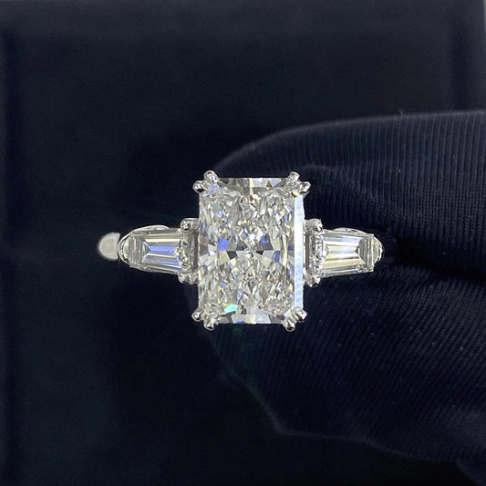 1/2/3/4 Carat Radiant Cut Moissanite Engagement Ring
