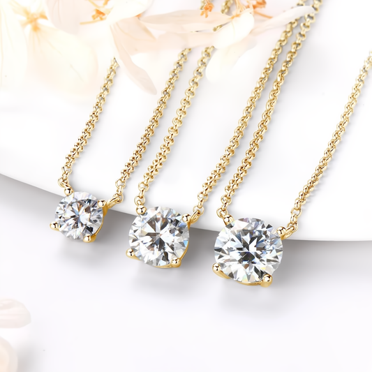 Moissanite Pendant Necklace 925 Sterling Silver - EverlyCrafted