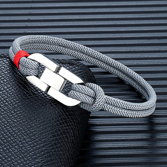 Double Strand Braided Rope Bracelet with Stainless Steel U-Buckle - EverlyCrafted