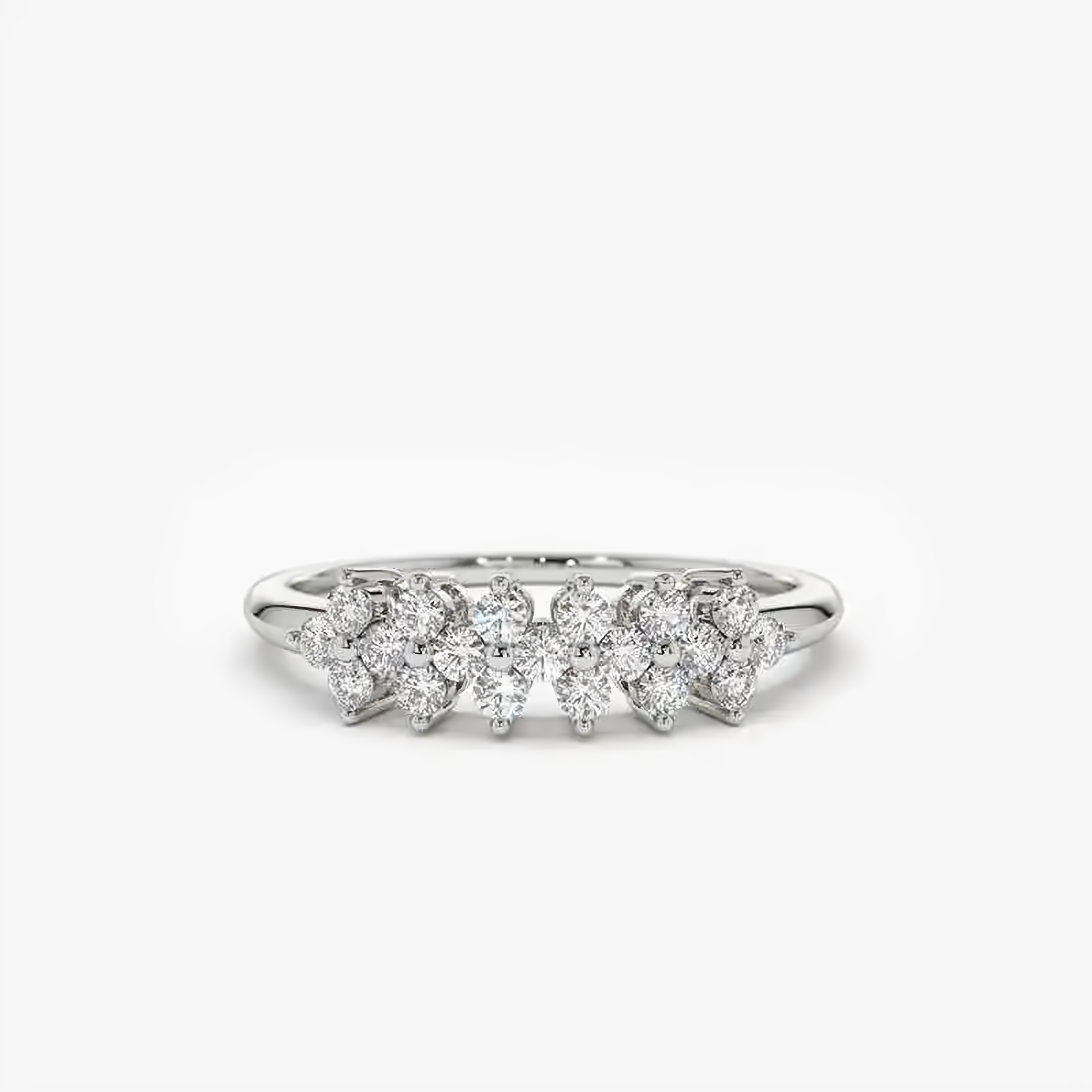 2mm Moissanite Flower Ring 925 Sterling Silver - EverlyCrafted