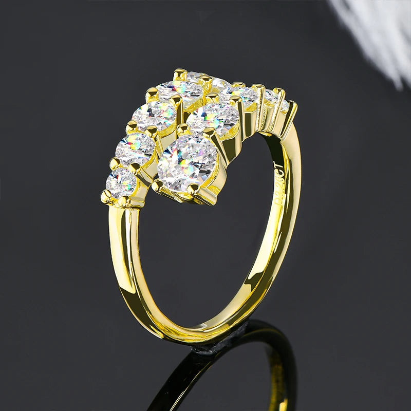 3.26 CTTW Moissanite Bridal Ring - 18K Gold Plated 925 Sterling Silver - EverlyCrafted