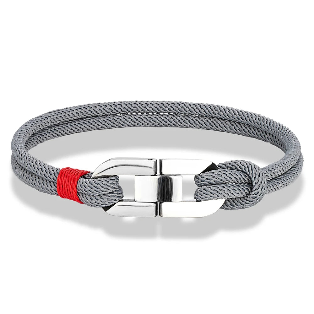 Double Strand Braided Rope Bracelet with Stainless Steel U-Buckle - EverlyCrafted