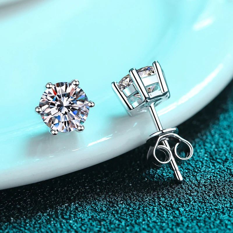 4CTW Moissanite Stud Earrings in 14K White Gold Plated Sterling Silver - EverlyCrafted