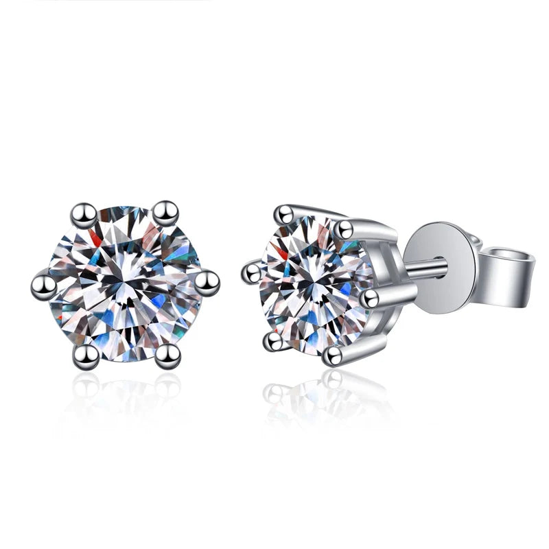 4CTW Moissanite Stud Earrings in 14K White Gold Plated Sterling Silver - EverlyCrafted