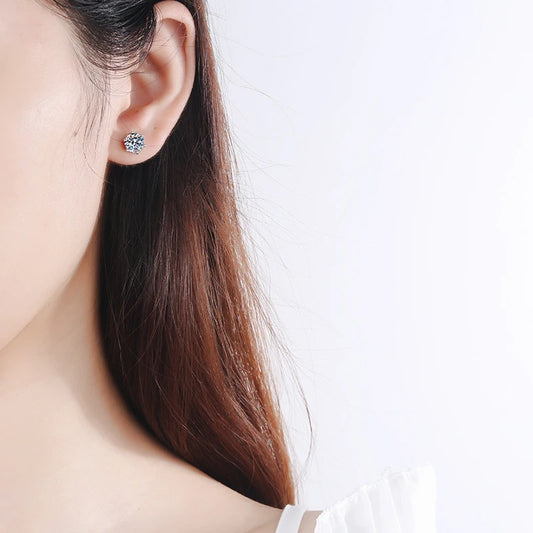 4CTW Moissanite Stud Earrings in 14K White Gold Plated Sterling Silver - EverlyCrafted