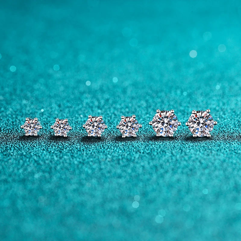 4CTW Moissanite Stud Earrings in 14K White Gold Plated Sterling Silver - EverlyCrafted
