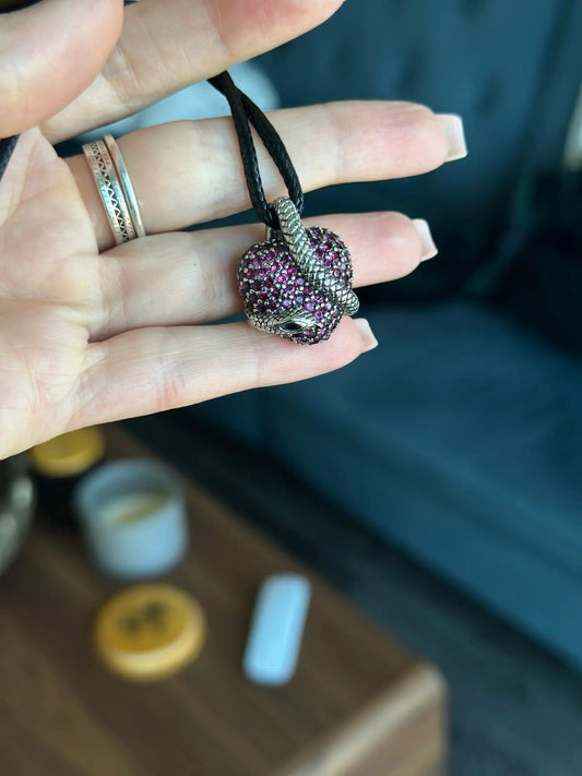 Vintage Snake Pendant with Heart | 925 Sterling Silver Jewelry - EverlyCrafted