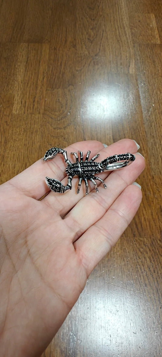 Black Scorpion Pendant - 925 Sterling Silver Jewelry - EverlyCrafted