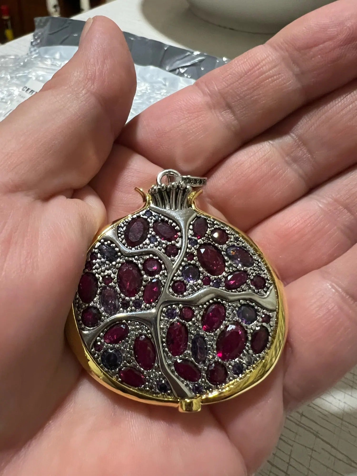 Large Pomegranate Pendant - 925 Sterling Silver Jewelry - EverlyCrafted