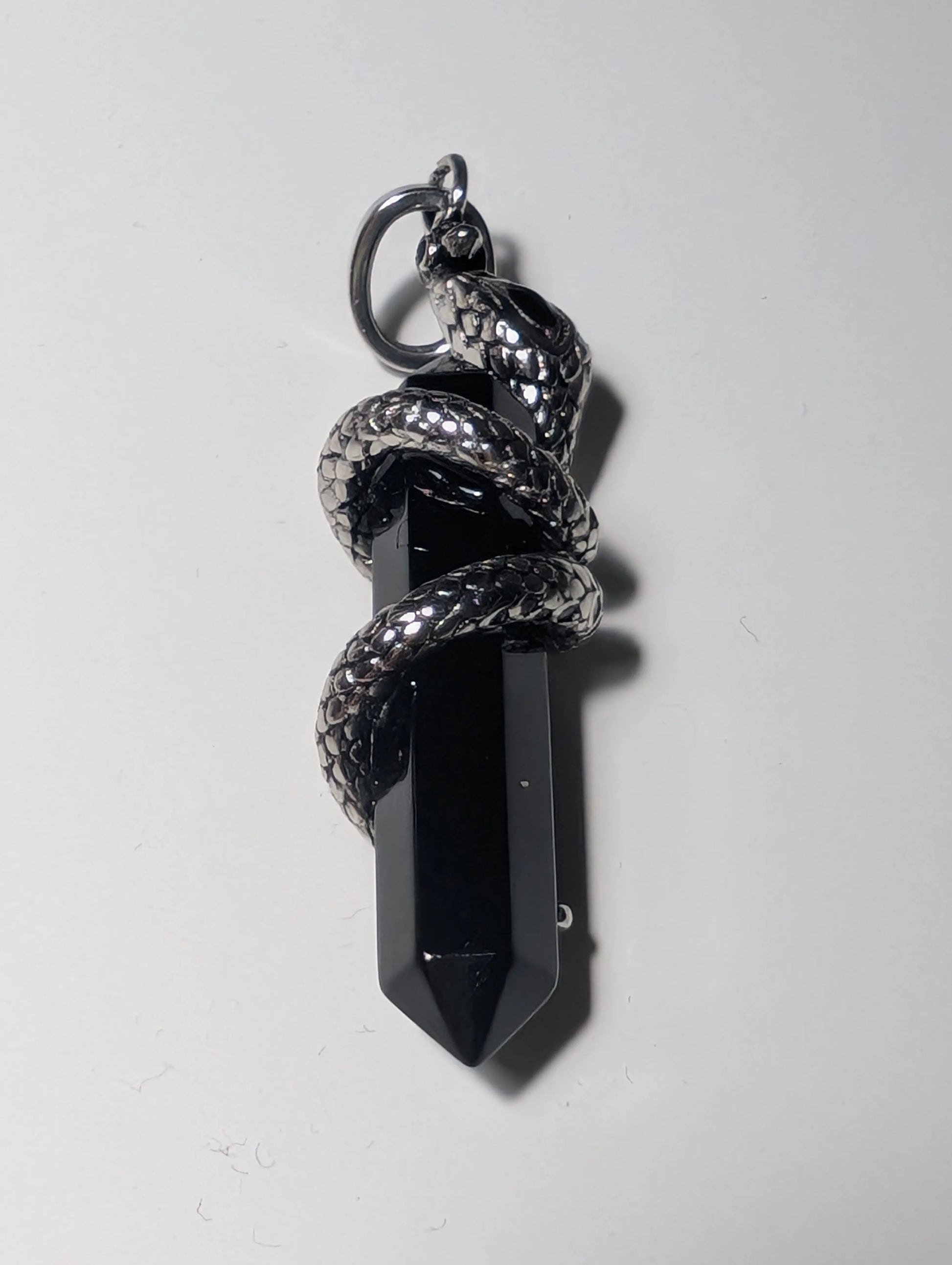 Vintage Snake Pendant with Blackened Onyx - 925 Sterling Silver - EverlyCrafted