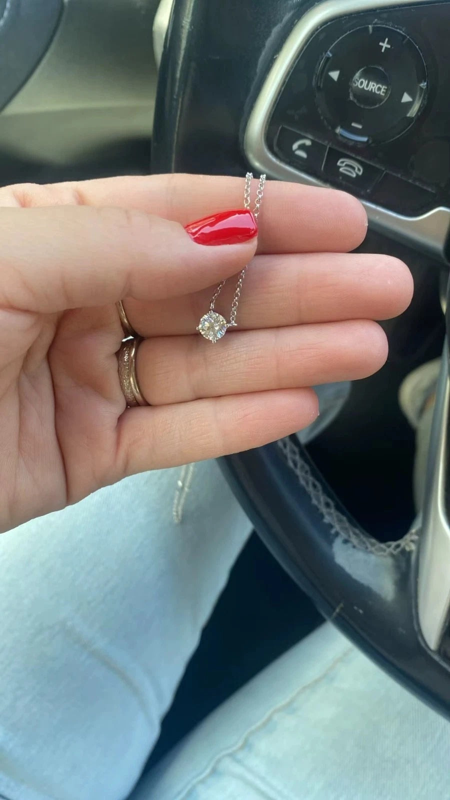 Moissanite Pendant Necklace 925 Sterling Silver