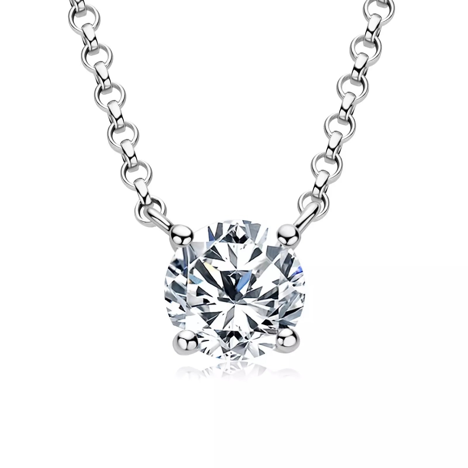 Moissanite Pendant Necklace 925 Sterling Silver